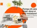 Guida all'installazione di una pompa di calore R290, ideale per il riscaldamento a pavimento. Immagine con schema casa e unità esterna.