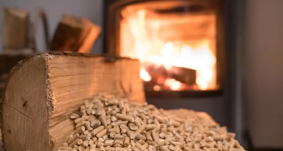 Legna e pellet pronti per la stufa. Speriamo non ci sia un odore acre questa volta.