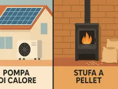 Pompa di calore con pannelli solari e stufa a pellet con sacchi di combustibile: soluzioni per un riscaldamento senza gas.