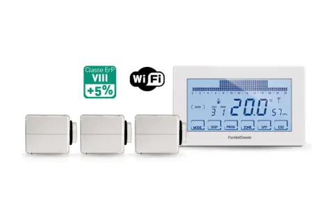 Termostato Wi-Fi Classe ErP VIII, con tre valvole termostatiche. Un dispositivo di termoregolazione evoluto per il comfort domestico.