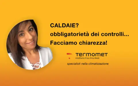 Donna sorridente parla di caldaie e controlli obbligatori. Prima accensione caldaia e climatizzazione con Termomet.