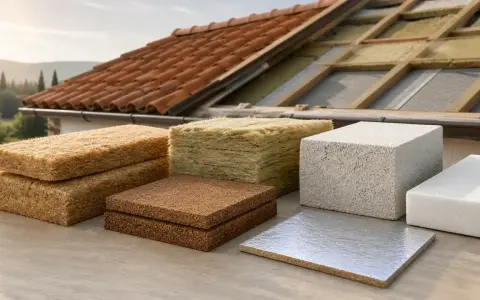 Materiali per l'isolamento sottotetto: pannelli in fibra di legno, lana di roccia, sughero e schiume isolanti.