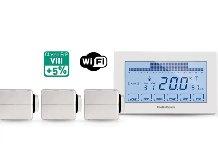 Termostato Wi-Fi Classe ErP VIII, con tre valvole termostatiche. Un dispositivo di termoregolazione evoluto per il comfort domestico.