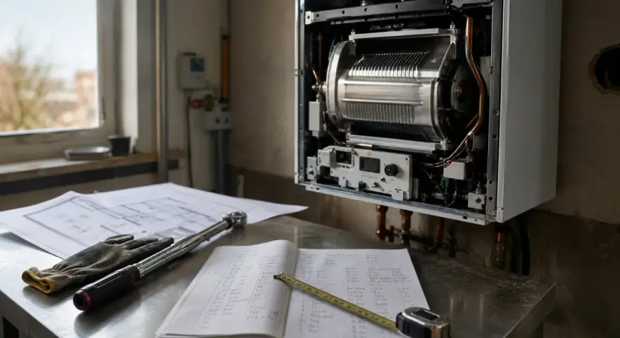 Caldaia 35 kw quanti mq riscalda? Progetto e strumenti sul tavolo per l'installazione.