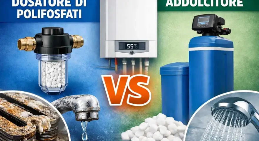 Dosatore polifosfati vs addolcitore: scopri quanto dura una cartuccia di polifosfati e come prevenire il calcare.